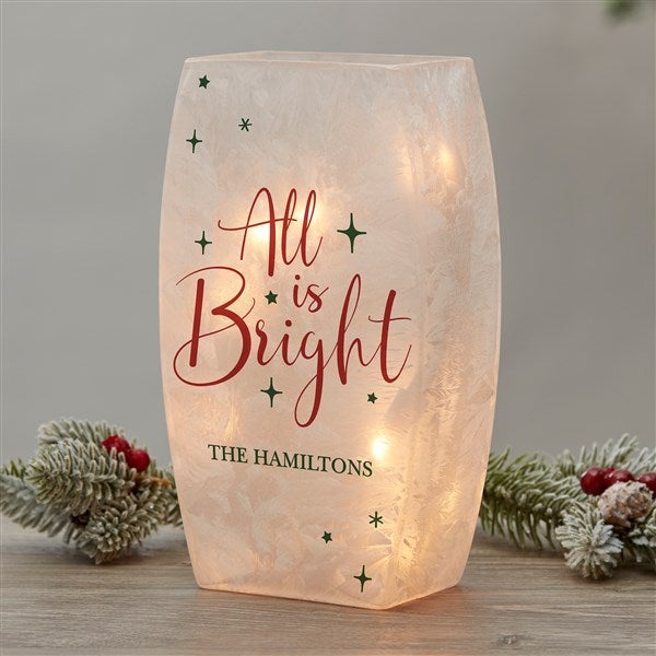 all is bright personalized christmas frosted tabletop light