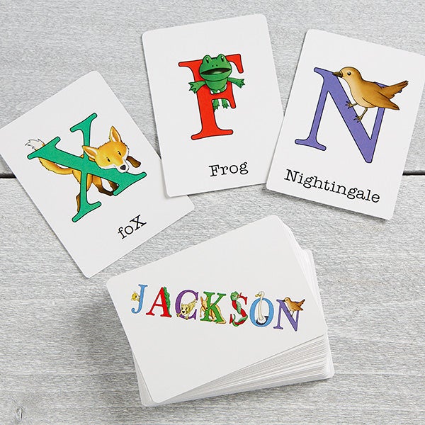 alphabet animals personalized flash cards