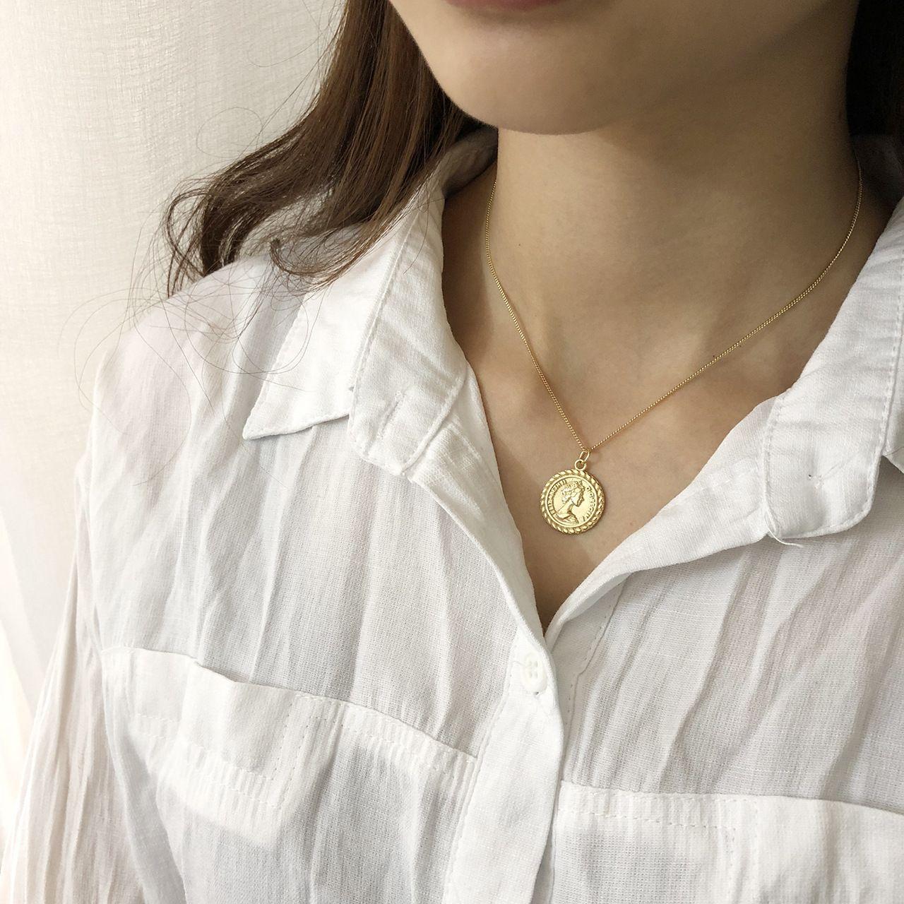 ancient round elizabeth signet solid 925 sterling silver necklace