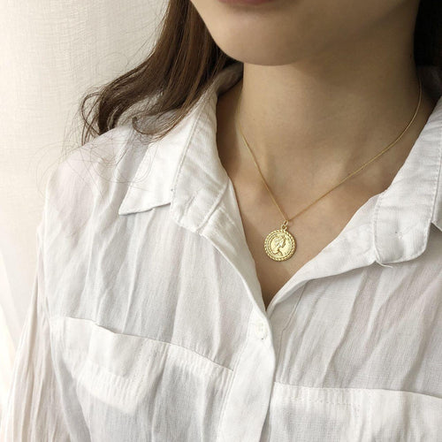 ancient round elizabeth signet solid 925 sterling silver necklace