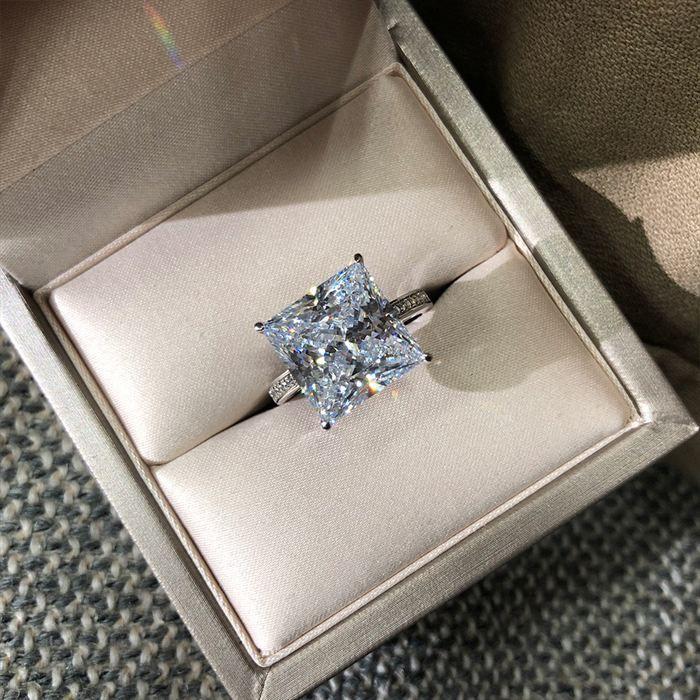 2ct engagement promise wedding square created diamond princess cut cz 925 sterling silver women ring