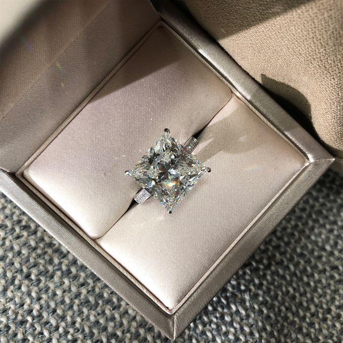 2ct engagement promise wedding square created diamond princess cut cz 925 sterling silver women ring