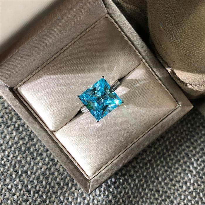 2ct engagement promise wedding square created diamond princess cut cz 925 sterling silver women ring