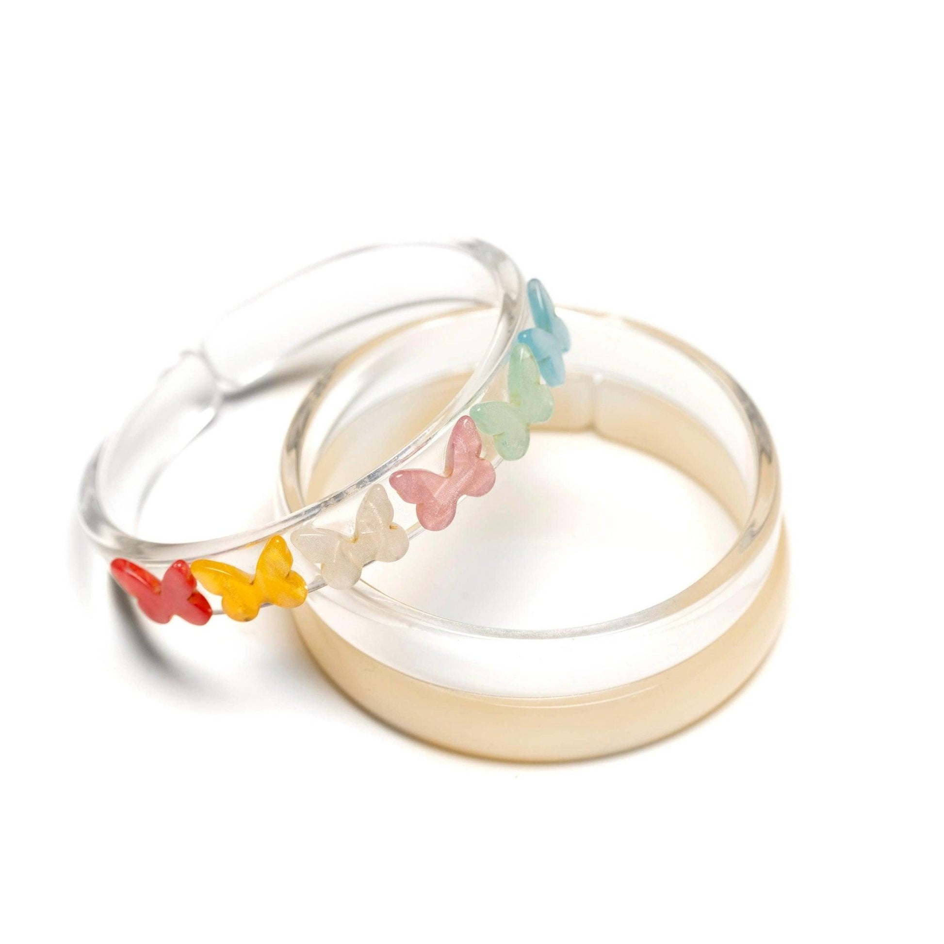 Butterfly Pearlized Pastel Shades Bangle Bracelet Set