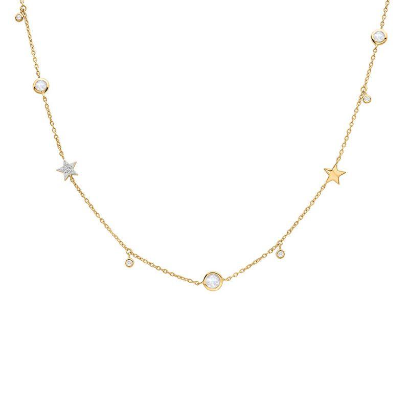 2019 new simple cz stars beads 925 sterling silver necklace