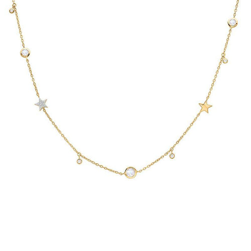 2019 new simple cz stars beads 925 sterling silver necklace